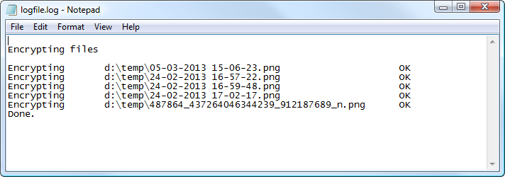 log file after file encryption